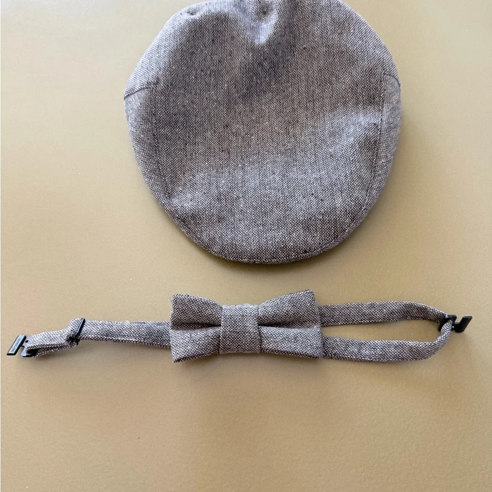 New Classic Herringbone Kids Flat Cap and Bow Tie Set